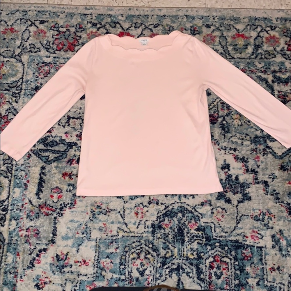 J.Crew Scalloped 3/4 sleeve tee